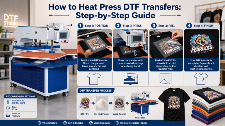 how to heat press dtf transfers