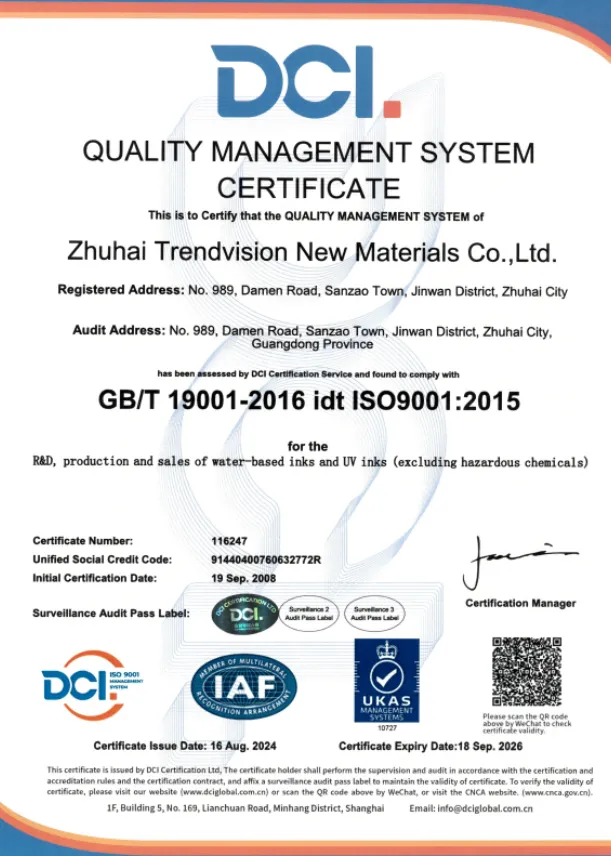 ISO9001 Quality Management System Certified